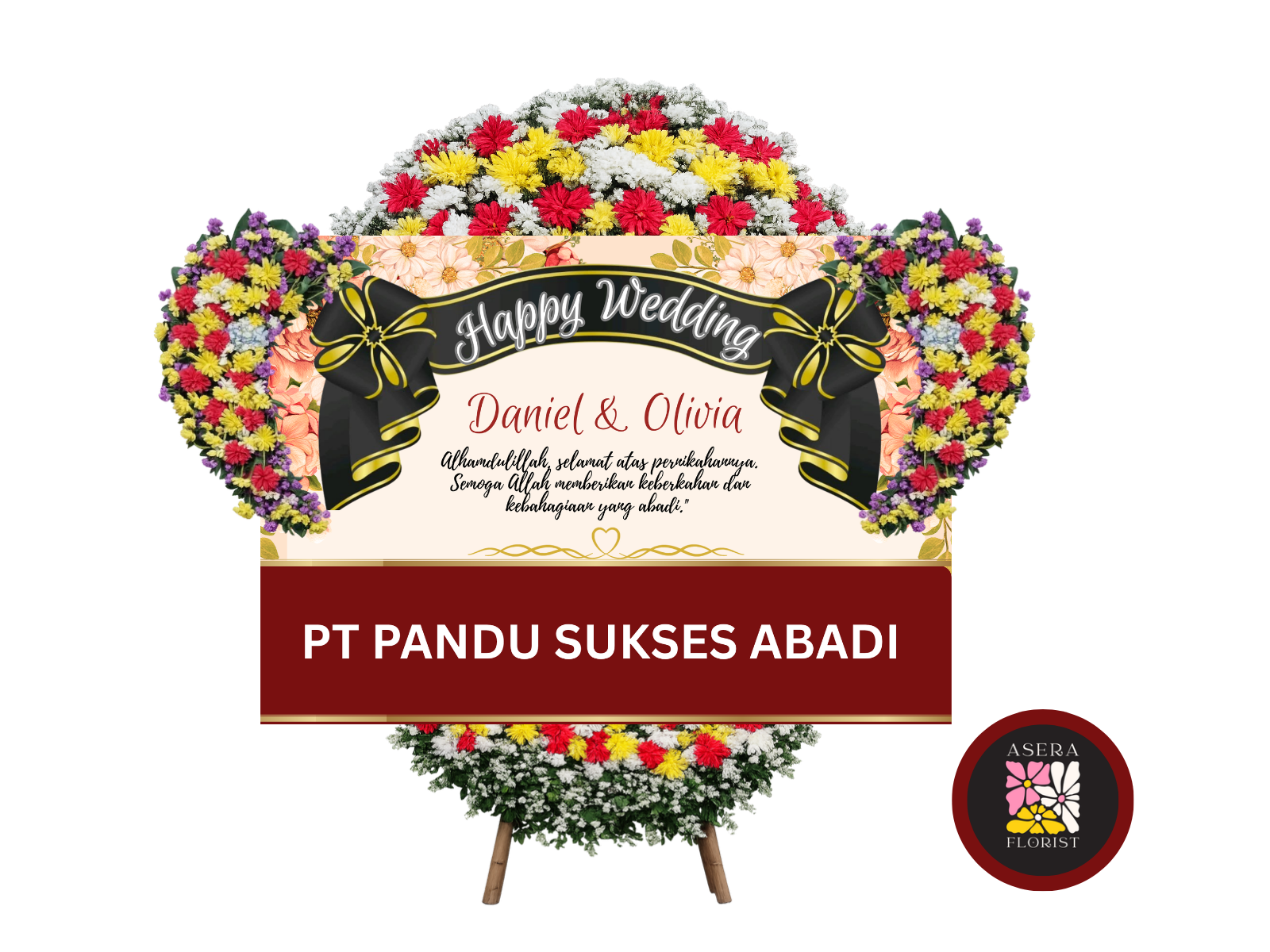 Bunga Papan Happy Wedding DIgital Printing