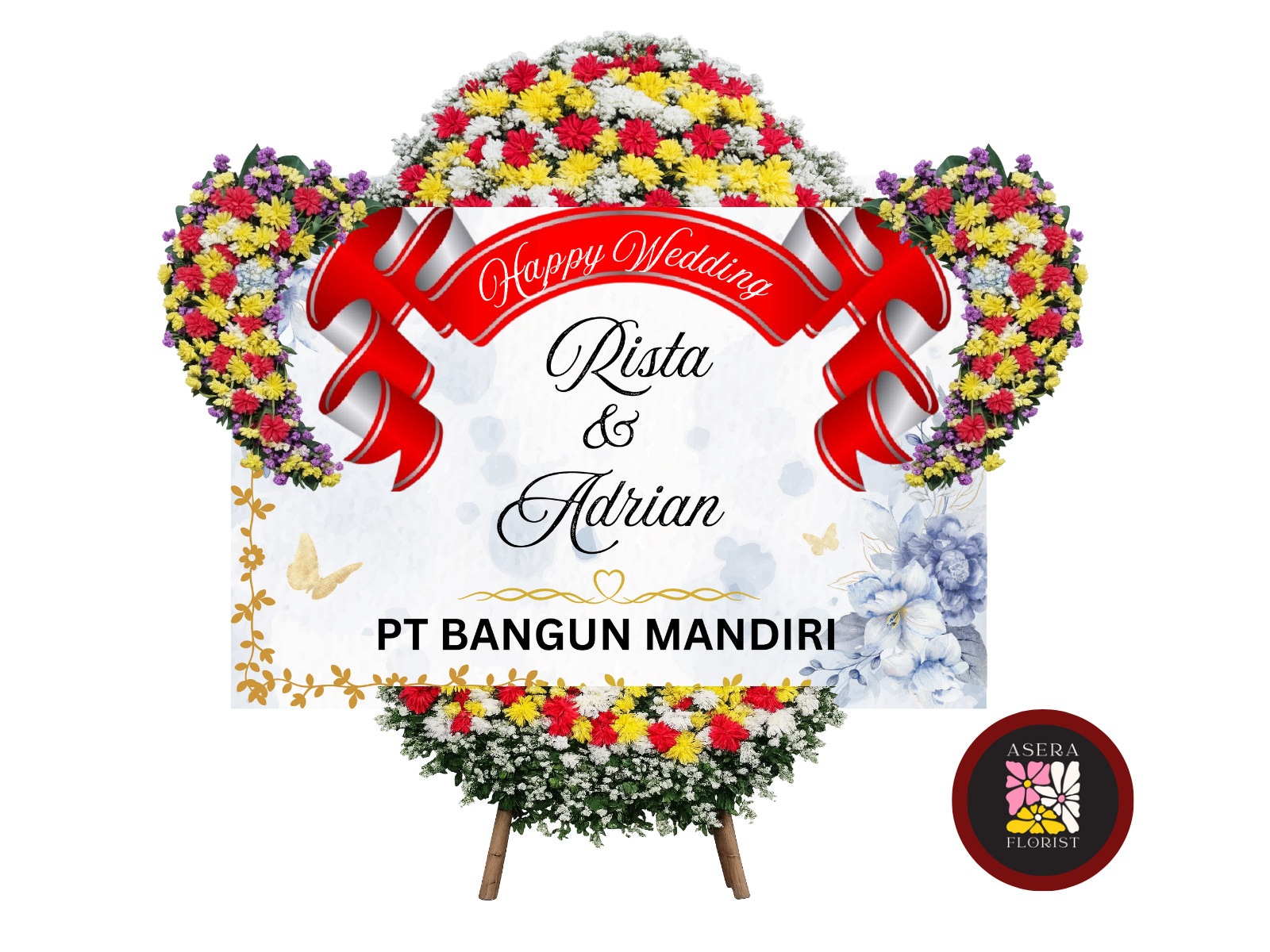 Bunga Papan Happy Wedding DIgital Printing wdp